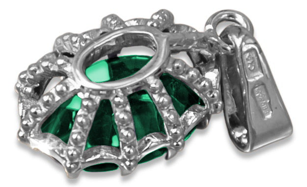 Pendant Emerald Sterling silver 925 Vintage Jewlery vpc008s vpc008s-em