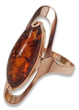 Vintage rose 14k 585 gold amber ring vrab016