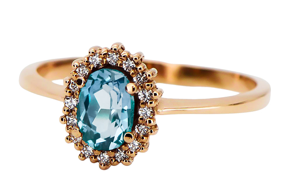 Aquamarine Original Vintage 14K Rose Gold Ring Vintage craft crc009r crc009r-aq