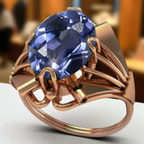 Vintage rose pink 14k gold 585 Alexandrite ring vrc015 Vintage