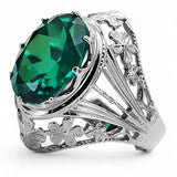 Vintage silver 925 Emerald ring vrc031s Vintage