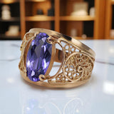 Vintage rose pink 14k gold 585 Alexandrite ring vrc057r Russian Soviet Vintage style vrc057r-ax