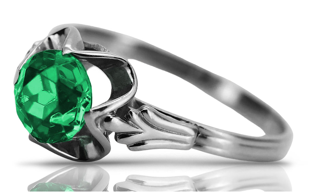 Vintage silver 925 Emerald ring vrc023s Vintage vrc023s-em
