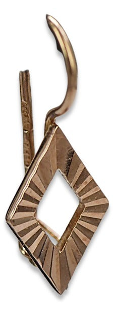 Vintage rose pink 14k 585 gold Vintage square earrings ven144