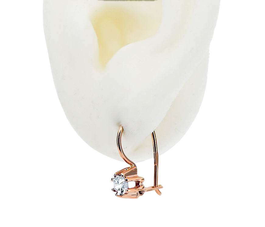 Vintage craft Earrings Zircon Original Vintage 14K Rose Gold vec053r vec053r-zi