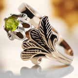 Vintage rose pink 14k gold 585 Peridot ring vrc169 Vintage vrc169r-yp