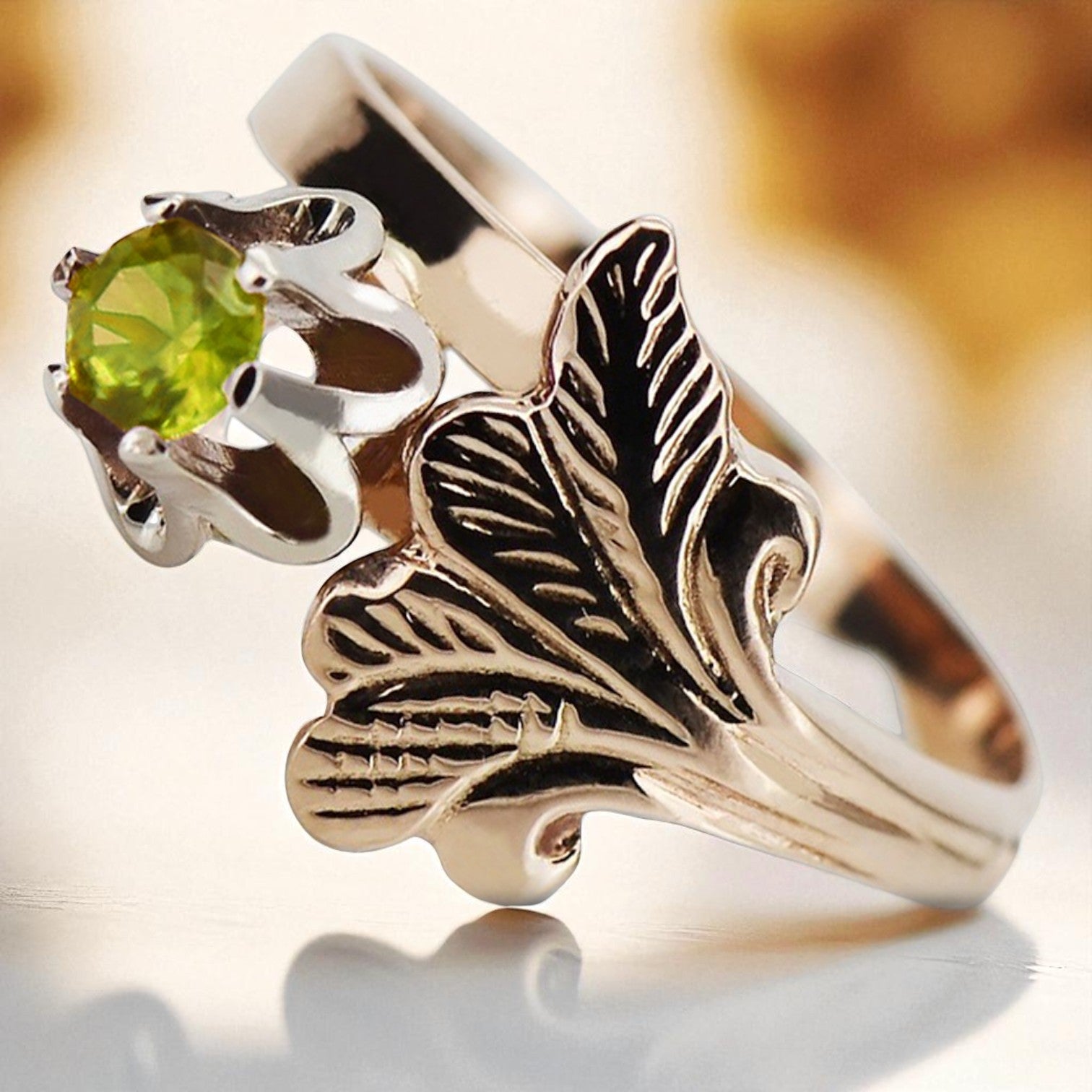 Vintage rose pink 14k gold 585 Peridot ring vrc169 Vintage vrc169r-yp
