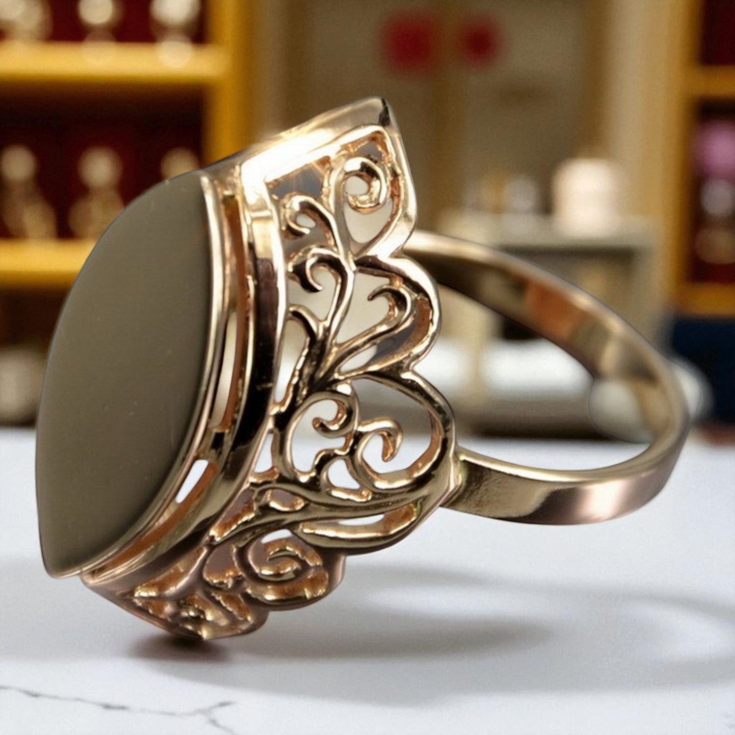 Vintage rose pink 14k 585 gold Vintage ring vrn008