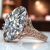 14k Rose Gold Vintage Oval Cubic Zirconia Ring