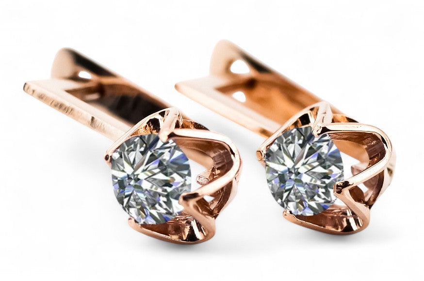 Original Vintage 14K Rose Gold Zircon Earrings Vintage vec005r vec005r-zi