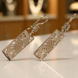 Vintage rose pink 14k 585 gold Vintage Hanging earrings ven171