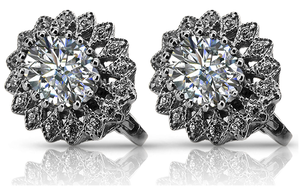 14k white gold 585 zirocne earrings vec125w Vintage vec125w-zi