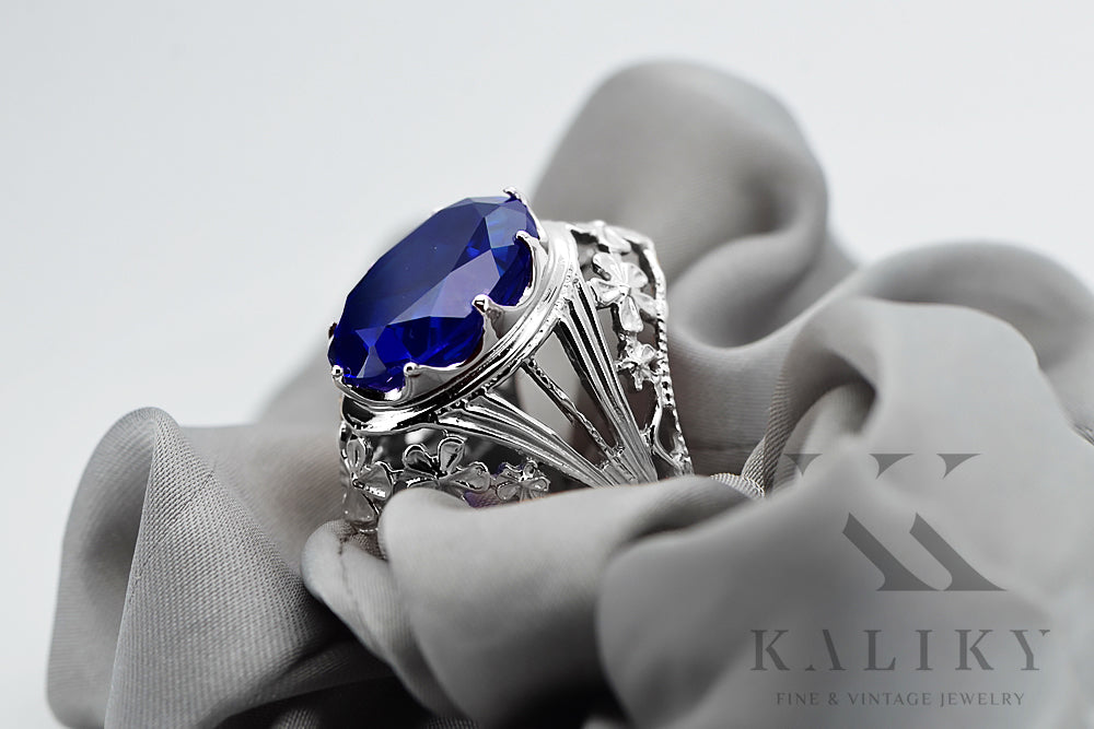 Vintage silver 925 Sapphire ring vrc031s Vintage vrc031s-sp