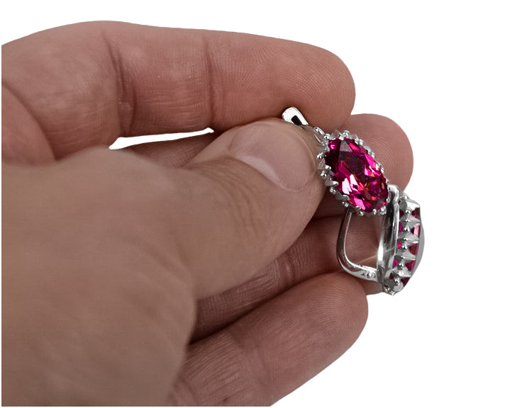 Silver 925 Vintage ruby earrings vec174s vec174s-rb