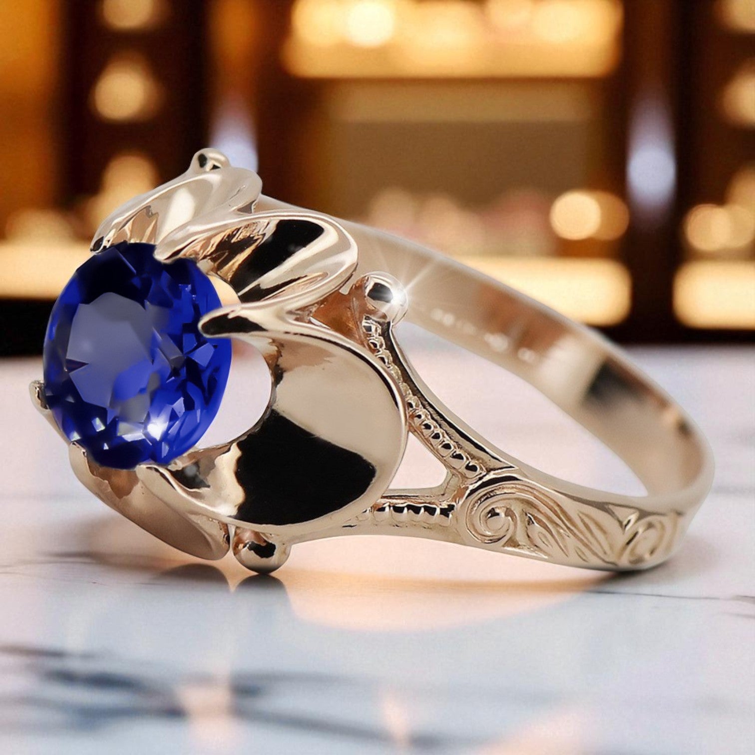 Original Vintage 14K Rose Gold Sapphire Ring Vintage craft vrc377r