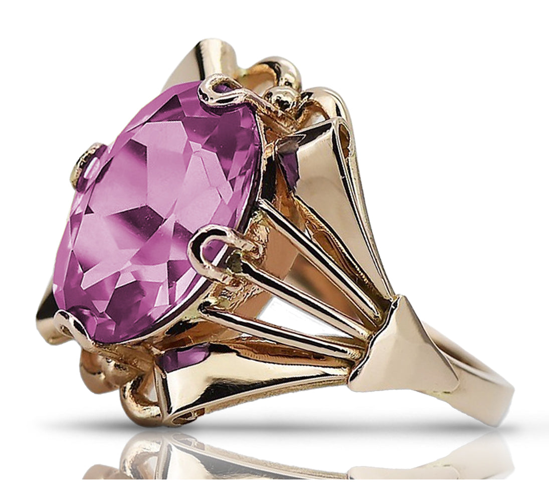 Vintage rose pink 14k gold 585 Amethyst ring vrc015 Vintage
