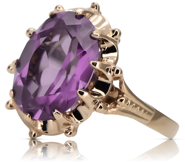 Rose pink 14k Gold 585 Amethyst Ring vrc079 Vintage vrc079r-am