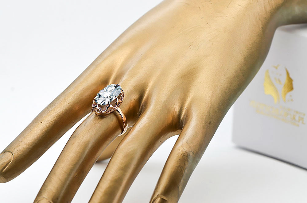 Vintage craft Ring Zircon Original Vintage 14K Rose Gold vrc253r