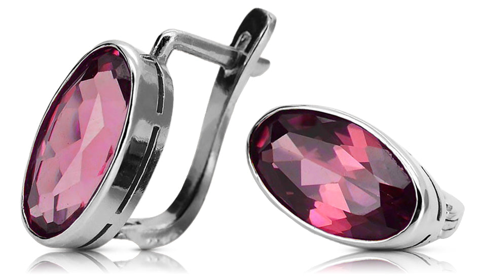 Vintage 925 Silver ruby earrings vec001s Russian Soviet style vec001s-rb