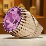 Vintage rose pink 14k gold 585 Amethyst ring vrc048 Vintage Russian Soviet style vrc048r-am