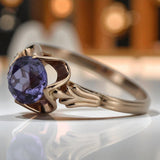 Vintage rose pink 14k gold 585 Alexandrite ring vrc023 Vintage