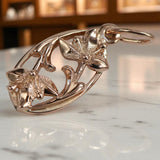 Vintage rose pink 14k 585 gold Vintage leaf pendant vpn012