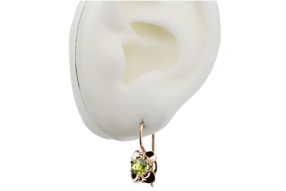 Earrings Yellow Peridot Original Vintage 14K Rose Gold Vintage craft vec116r vec116r-yp