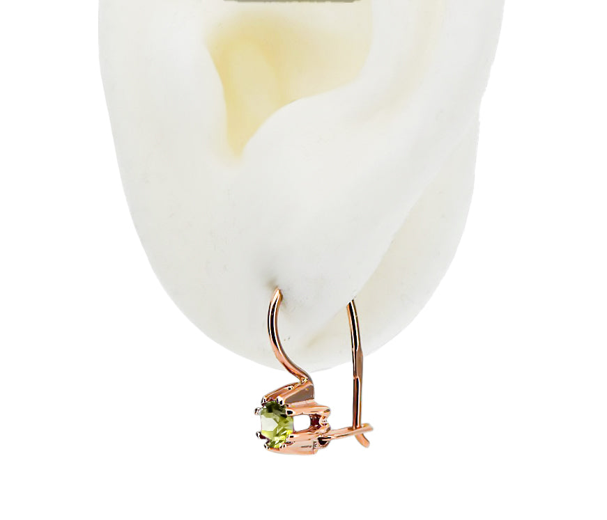 Yellow Peridot Original Vintage 14K Rose Gold Earrings Vintage Jewlery vec053r vec053r-yp