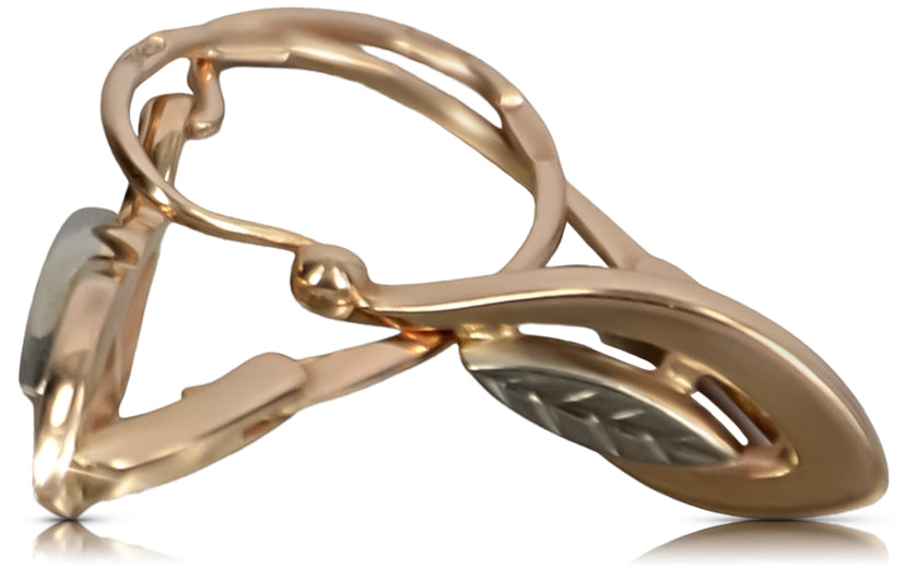 Vintage rose pink 14k 585 gold Vintage leaf earrings ven193