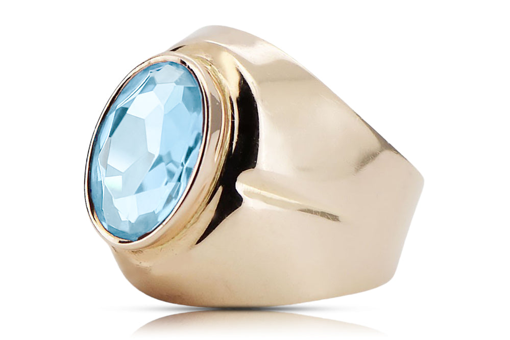 Aquamarine Original Vintage 14K Rose Gold Ring Vintage style vrc296r vrc296r-aq