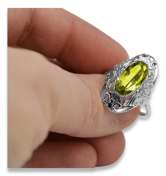 Vintage silver 925 Peridot ring vrc014s Vintage