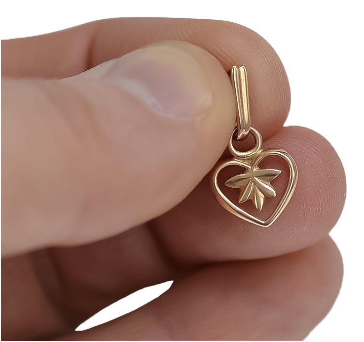 Vintage rose pink 14k 585 gold Vintage heart pendant vpn053