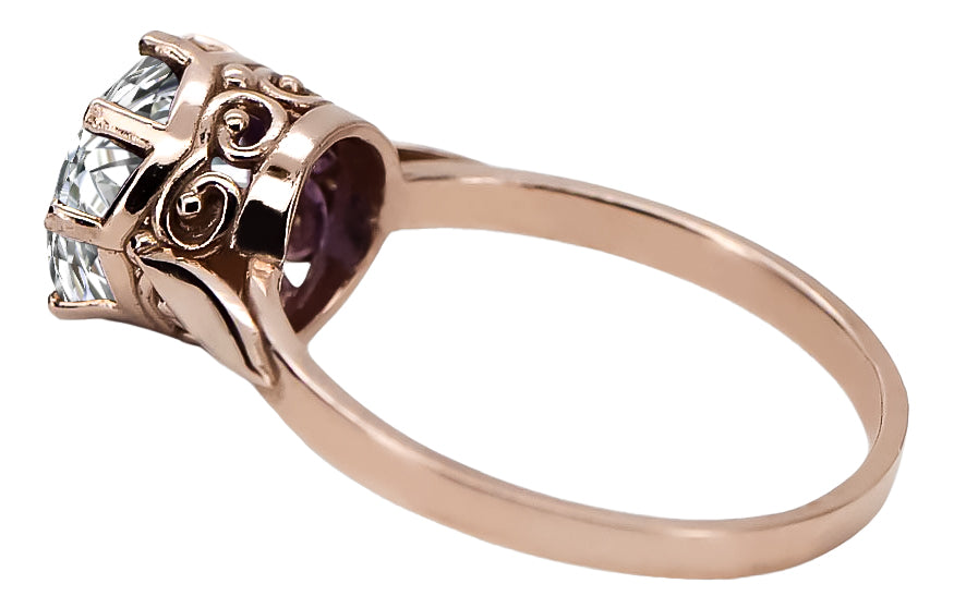 Ring Zircon Sterling silver rose gold plated Vintage craft vrc366rp