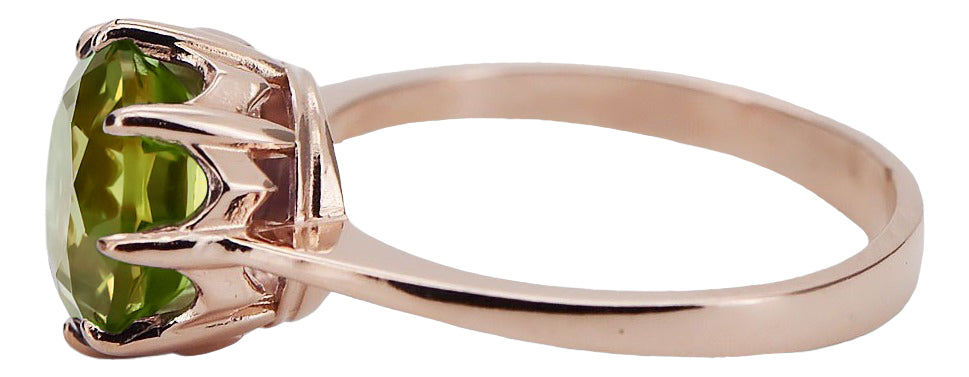 Ring Vintage craft Yellow Peridot Original Vintage 14K Rose Gold vrc157r