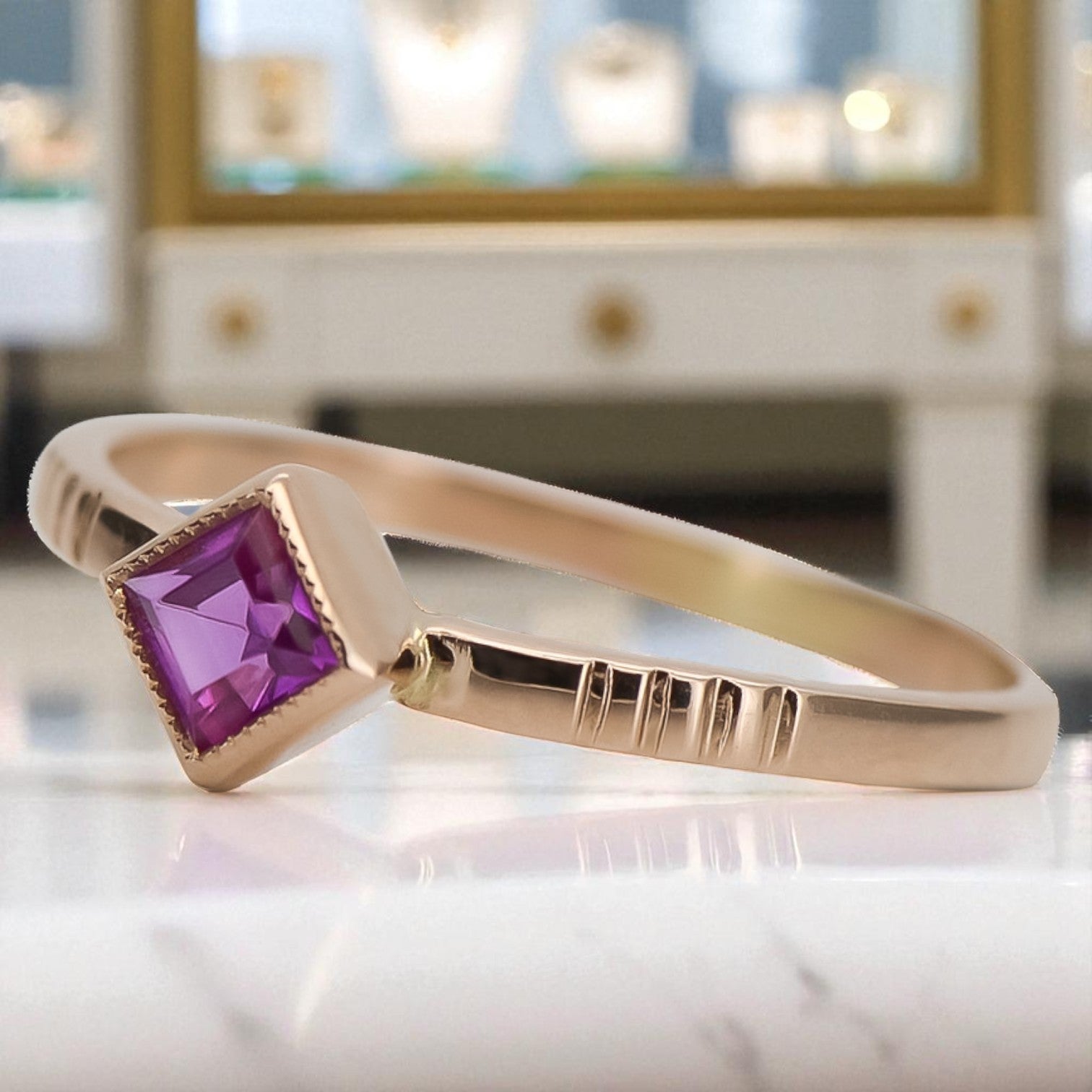 Vintage rose pink 14k gold 585 Ruby ring vrc138 Vintage vrc138r-rb