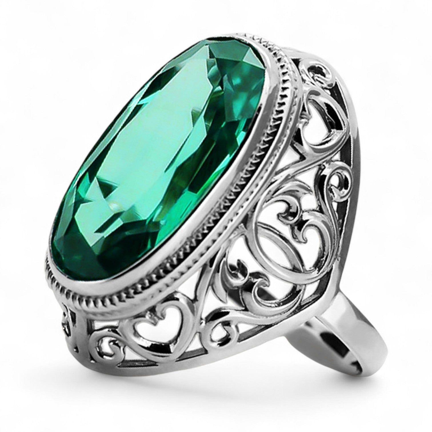 Silver 925 Soviet Russian style emerald ring vrc184s Vintage