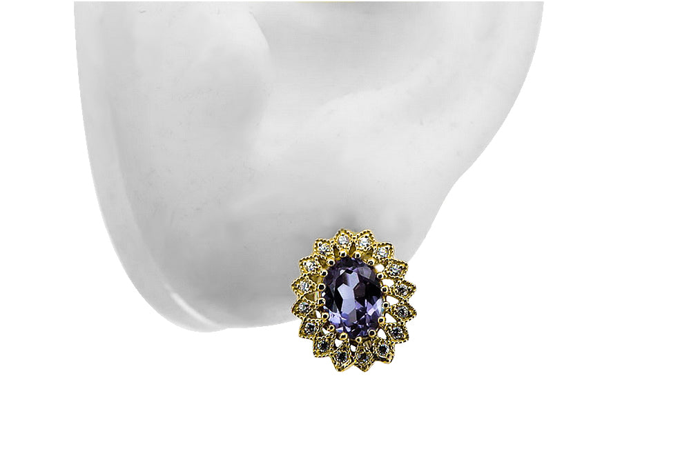 Earrings Vintage Alexandrite 14K Yellow gold vec125y vec125y-ax