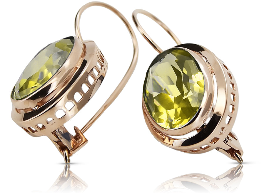 Vintage rose pink 14k 585 gold Peridot earrings vec114