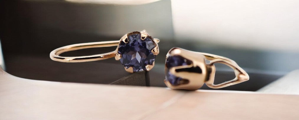 Earrings Vintage style Alexandrite Original Vintage 14K Rose Gold vec056r
