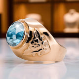 Ring Aquamarine Original Vintage 14K Rose Gold Vintage craft vrc078r vrc078r-aq