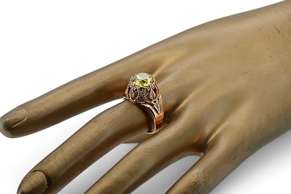 Ring Yellow Peridot Original Vintage 14K Rose Gold Vintage vrc080r
