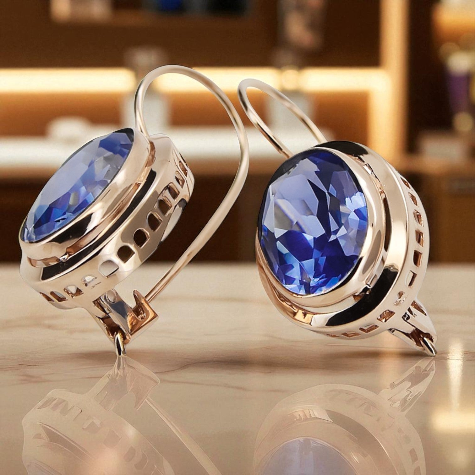 Vintage rose pink 14k 585 gold Sapphire earrings vec114 vec114r-sp