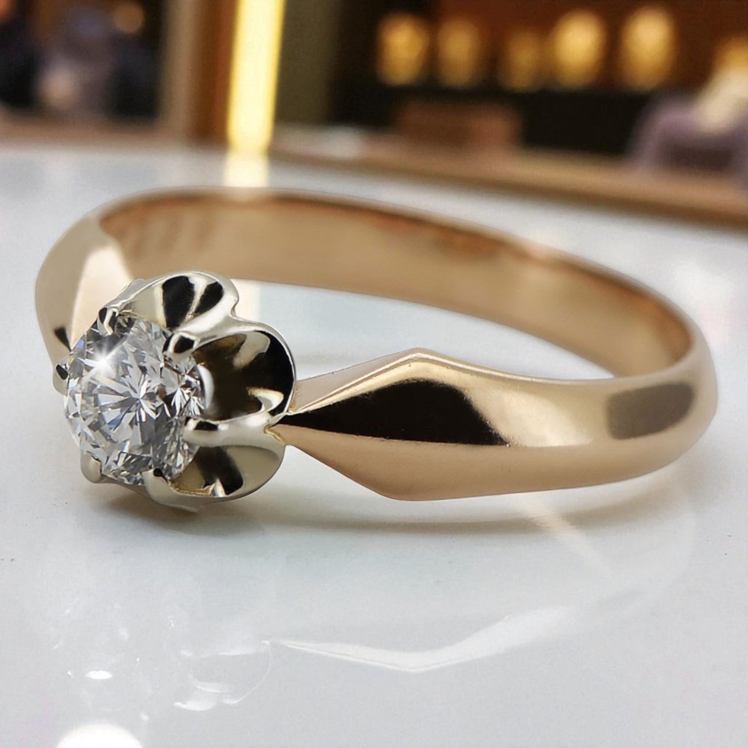 Vintage Ring Zircon Original Vintage 14K Rose Gold vrc321