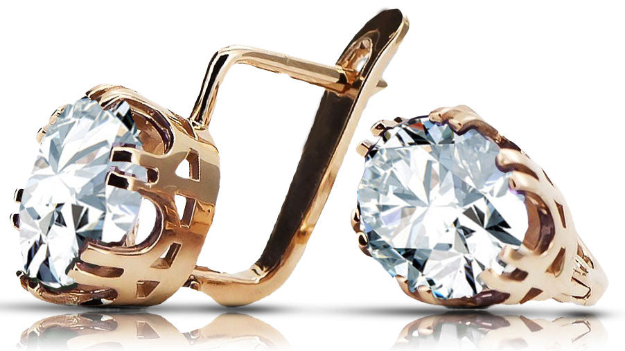 Vintage Jewlery Earrings Zircon Original Vintage 14K Rose Gold vec016r vec016r-zi