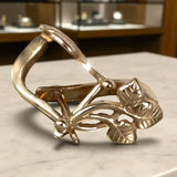 Vintage rose pink 14k 585 gold  Vintage leaf earrings ven039