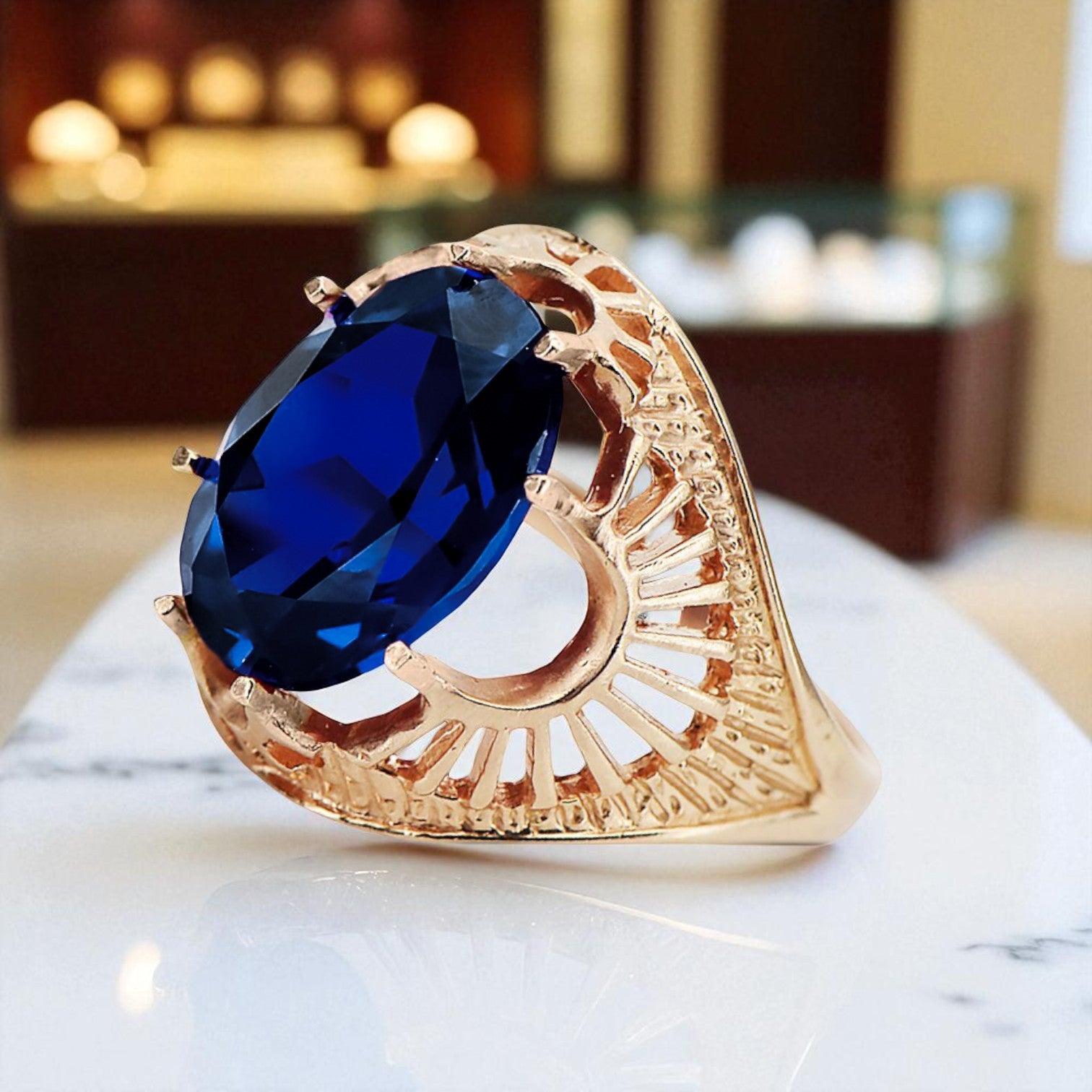 Sapphire Original Vintage 14K Rose Gold Ring Vintage style vrc003r