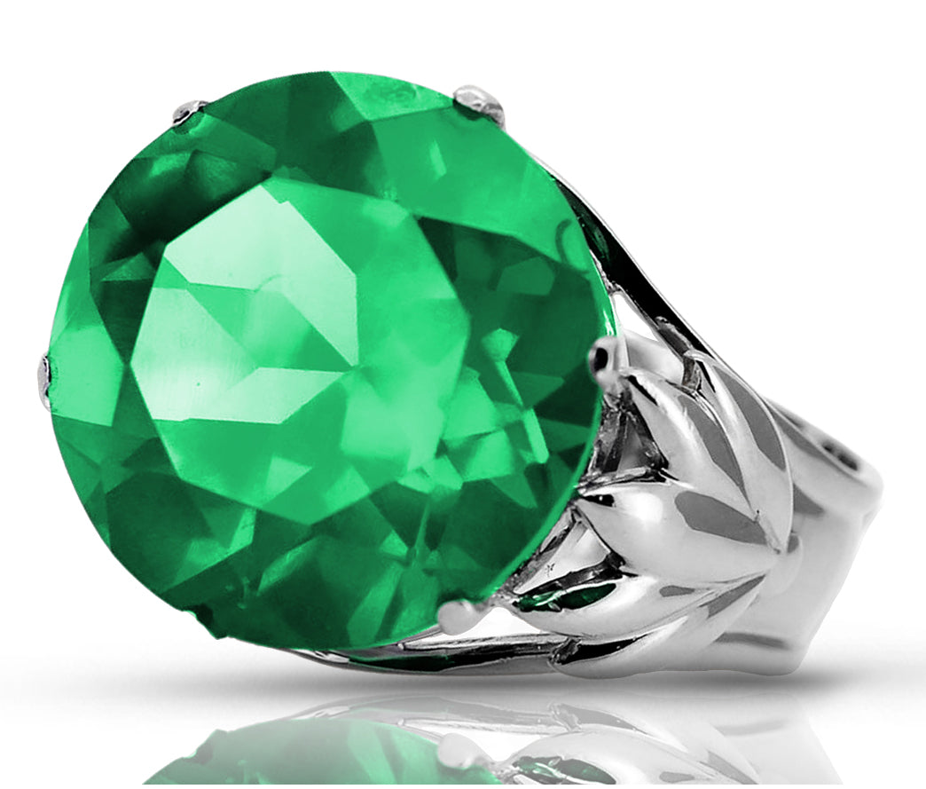 Vintage silver 925 Emerald ring vrc029s Vintage