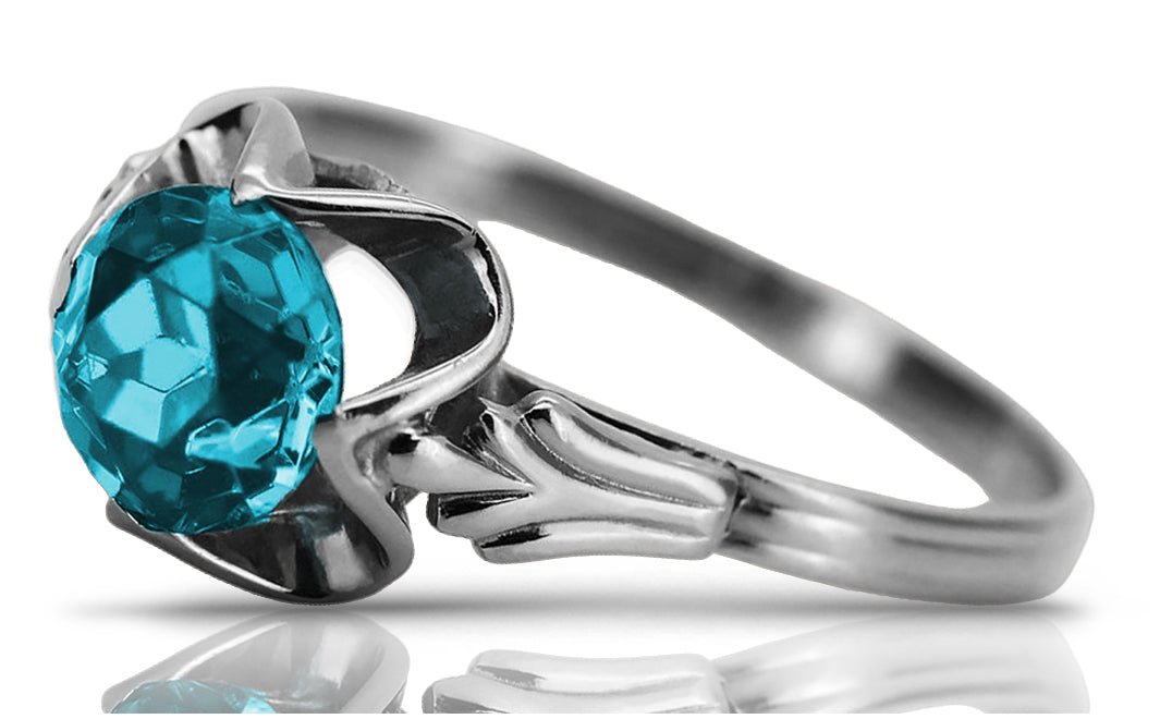 Vintage silver 925 Aquamarine ring vrc023s Vintage vrc023s-aq
