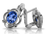 Vintage 925 Silver sapphire earrings vec033s Russian Soviet style vec033s-sp