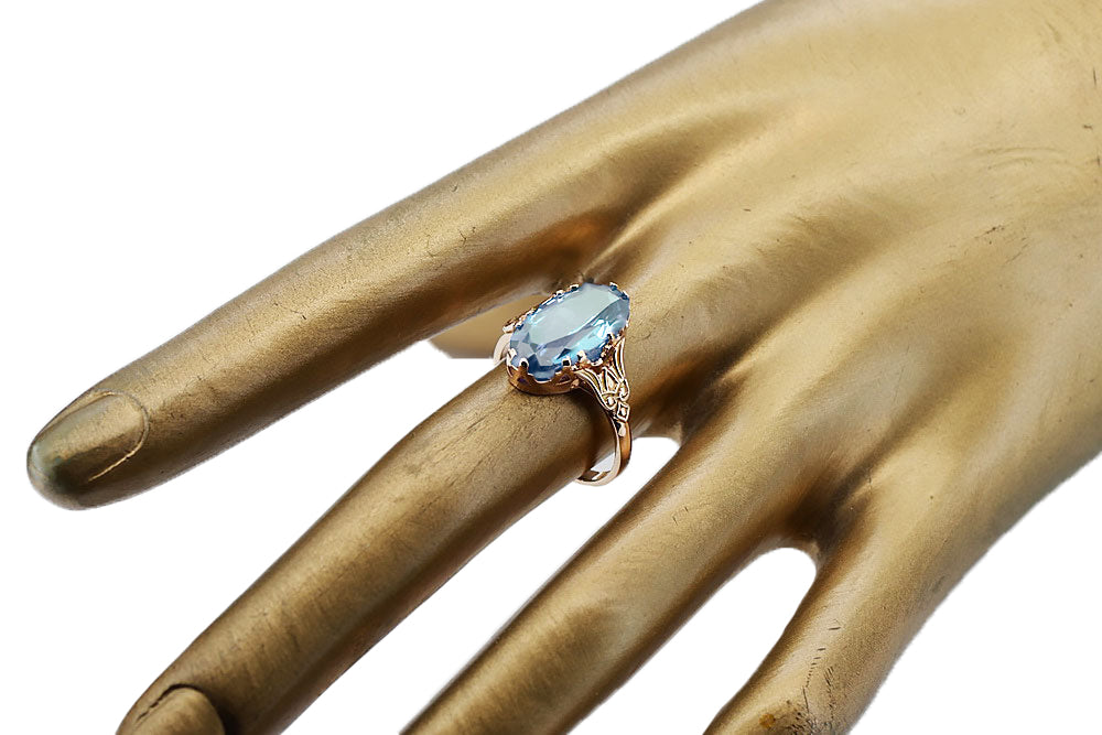 Ring Vintage style Aquamarine Original Vintage 14K Rose Gold vrc058r vrc058r-aq
